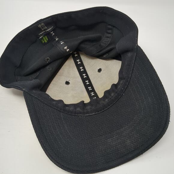 Under Armour Fitted Hat Black XL Solid Embroidered Logo Vent Holes - Picture 7 of 9